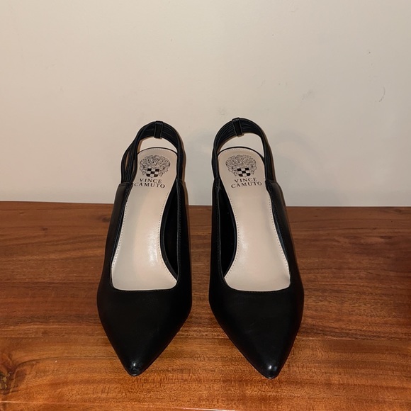 Vince Camuto pointy strappy sling back stiletto heels black - Picture 5 of 7